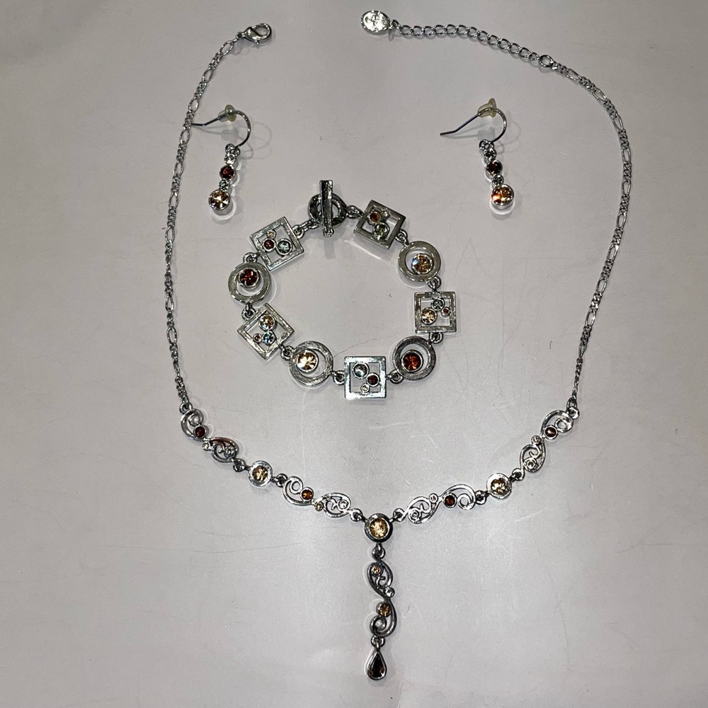 M4M necklace Y shape/bracelet geometric shapes toggle closure/earring set